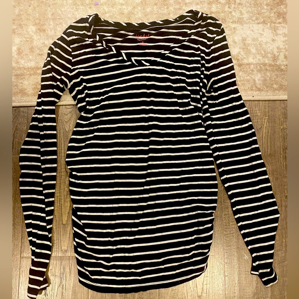 Black and white striped maternity shirt
